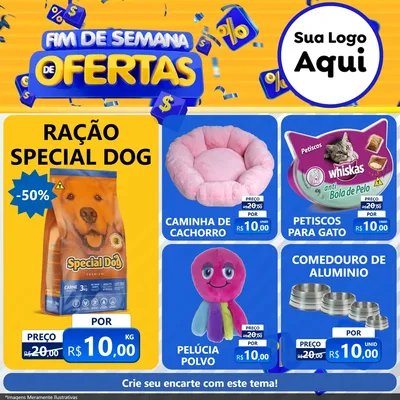 Modelo de Rede Social para Feed Facebook com o tema Fim de Semana de Ofertas para Pet Shop