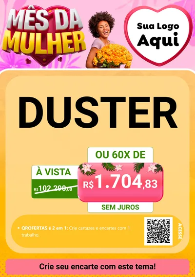 Modelo de Cartaz para Cartaz A4 Vertical com o tema Mês da Mulher para Concessionaria de Carros