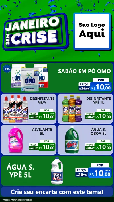 Modelo de TV para TV Vertical com o tema Janeiro Sem Crise para Produtos de Limpeza