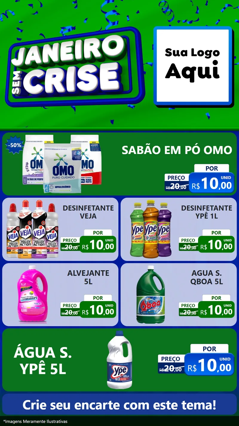 Modelo de TV para TV Vertical com o tema Janeiro Sem Crise para Produtos de Limpeza