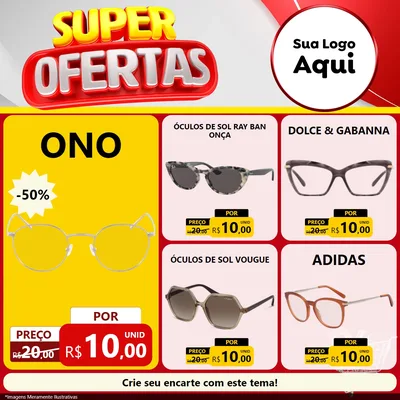 Modelo de Rede Social para Feed Facebook com o tema Super Ofertas para Óticas