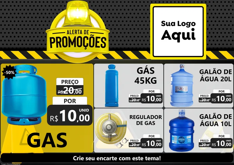 Modelo de Encarte para Encarte A4 Horizontal com o tema Alerta de Promoções para Água e gás
