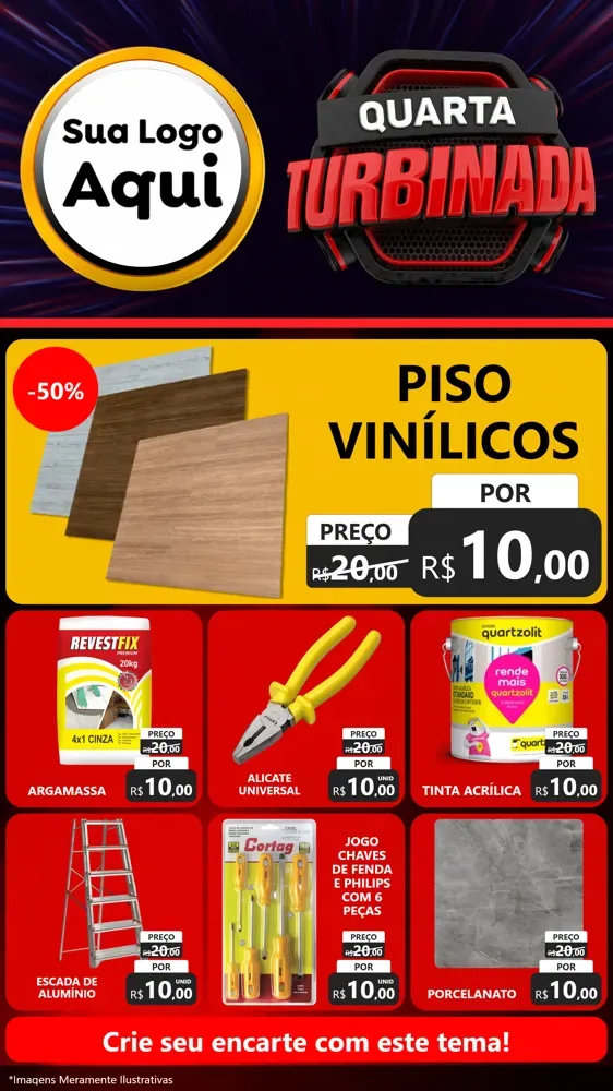 Modelo de Rede Social para Stories com o tema Quarta Turbinada para Material para Construção