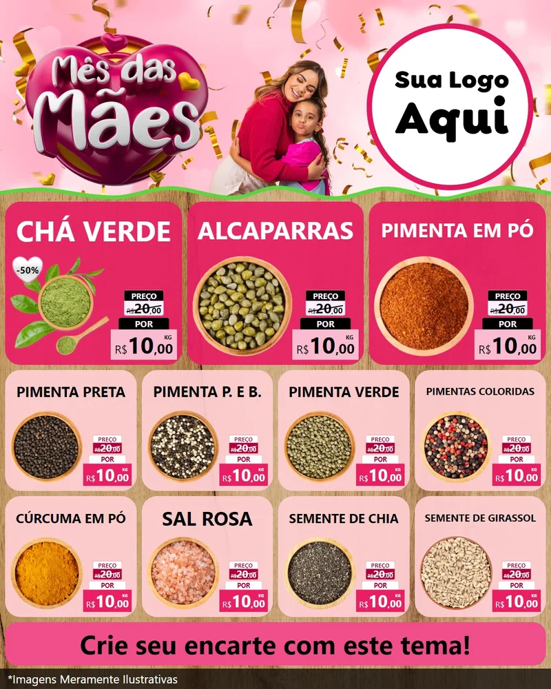 Modelo de Rede Social para Feed Instagram com o tema Mês das Mães para Produtos Naturais