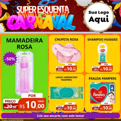 Modelo de Rede Social para Feed Facebook com o tema Super Esquenta de Carnaval para Bebês