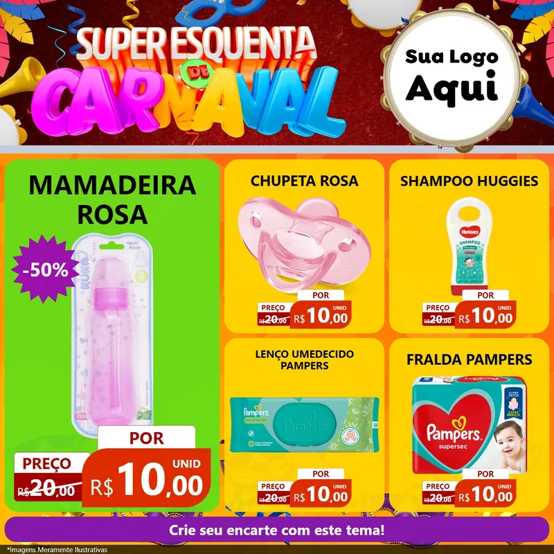 Modelo de Rede Social para Feed Facebook com o tema Super Esquenta de Carnaval para Bebês