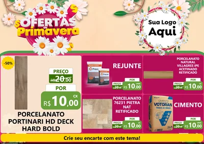 Modelo de Encarte para Encarte A4 Horizontal com o tema Ofertas de Primavera para Pisos e revestimentos