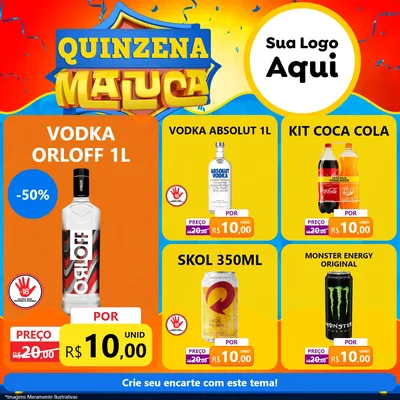 Modelo de Rede Social para Feed Facebook com o tema Quinzena Maluca para Distribuidora de bebidas