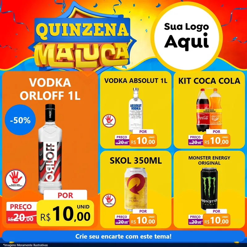Modelo de Rede Social para Feed Facebook com o tema Quinzena Maluca para Distribuidora de bebidas