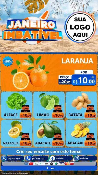 Modelo de Rede Social para Stories com o tema Janeiro Imbatível para Hortifrúti