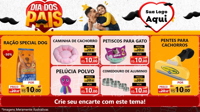 Modelo de TV para TV Horizontal com o tema Dia dos Pais para Pet Shop