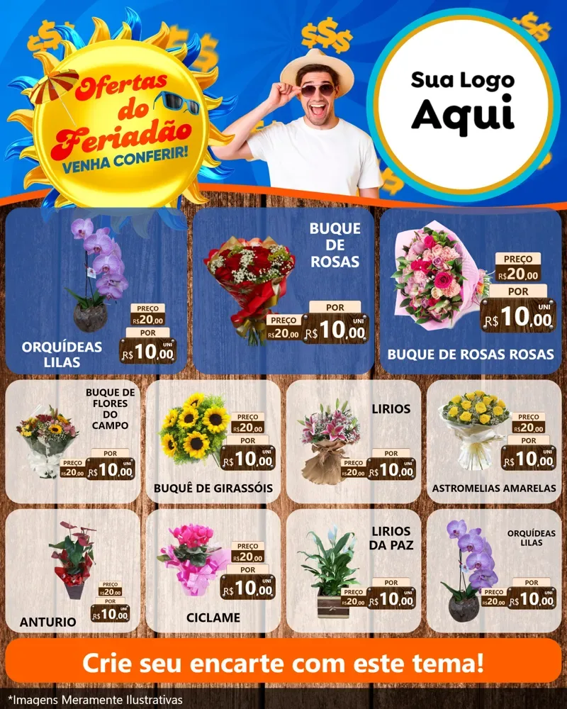 Modelo de Rede Social para Feed Instagram com o tema Ofertas do Feriadão para Floricultura e jardim