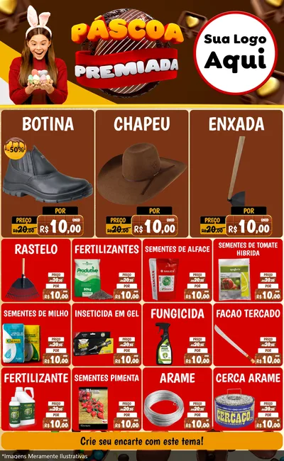 Modelo de Encarte para Encarte Grande com o tema Páscoa Premiada para Agropecuária