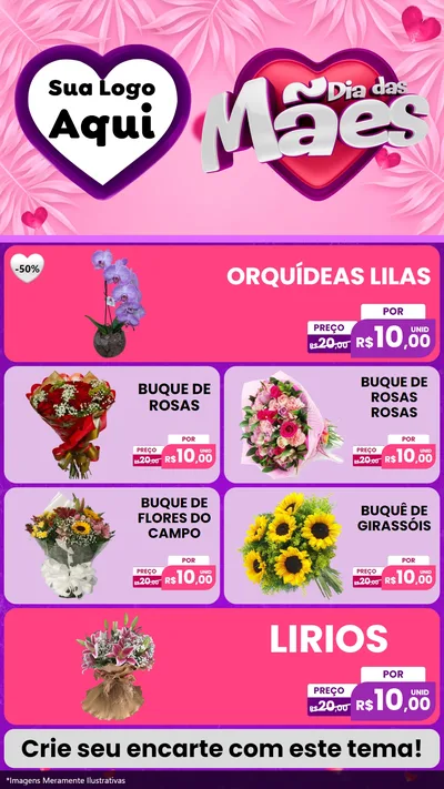 Modelo de TV para TV Vertical com o tema Dia das Mães para Floricultura e jardim