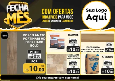 Modelo de Encarte para Encarte A4 Horizontal com o tema Fecha Mês para Pisos e revestimentos