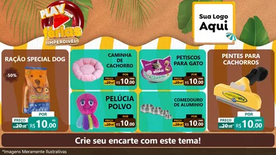 Modelo de TV para TV Horizontal com o tema Play Nas Férias Imperdível para Pet Shop