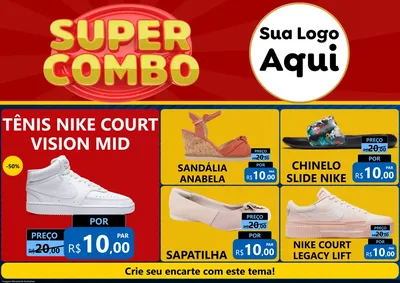 Modelo de Encarte para Encarte A4 Horizontal com o tema Super Combo para Calçados