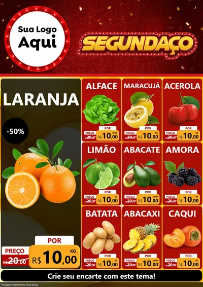 Modelo de Encarte para Encarte A4 Vertical com o tema Segundaço para Hortifrúti