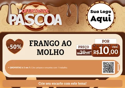 Modelo de Cartaz para Cartaz A4 Horizontal com o tema Ofertas de Páscoa para Restaurante