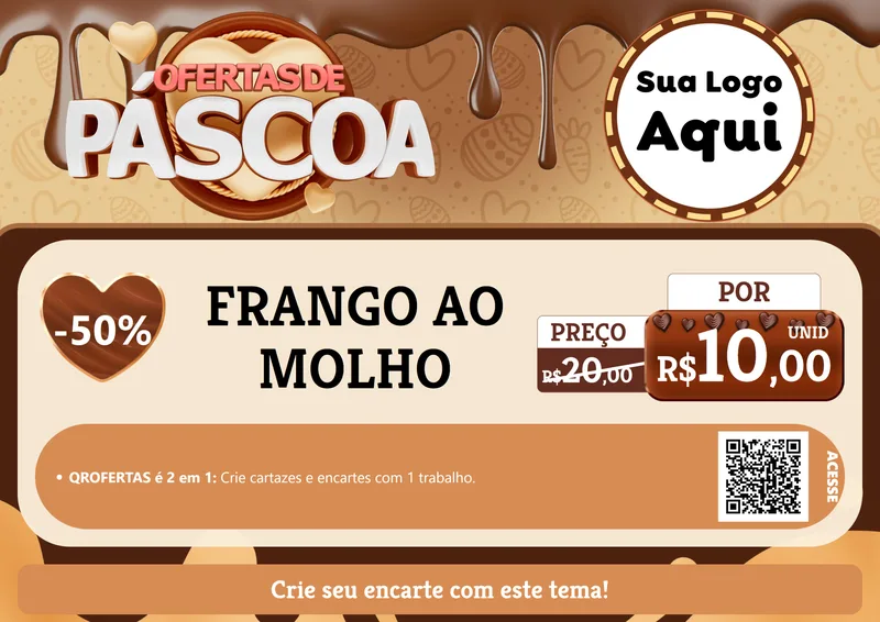 Modelo de Cartaz para Cartaz A4 Horizontal com o tema Ofertas de Páscoa para Restaurante