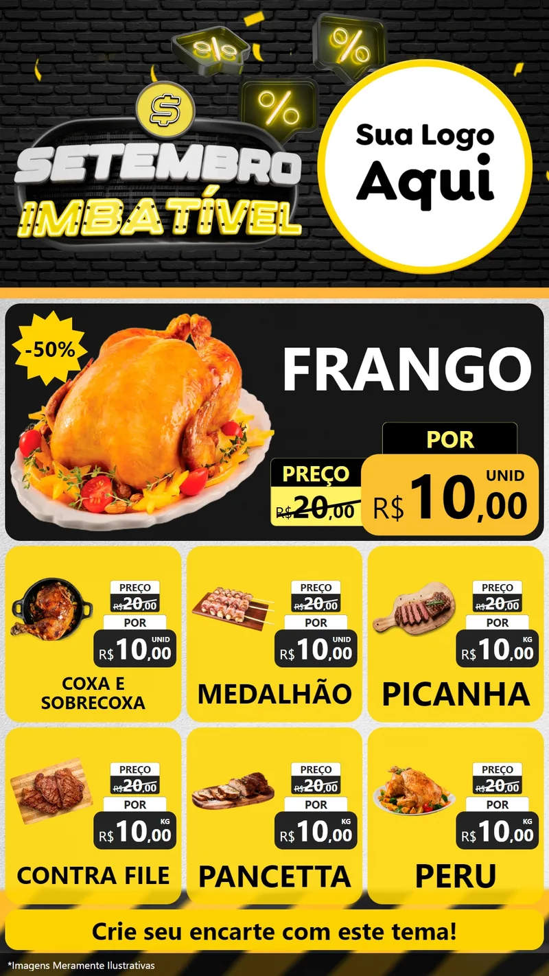 Modelo de Rede Social para Stories com o tema Setembro Imbatível para Assados