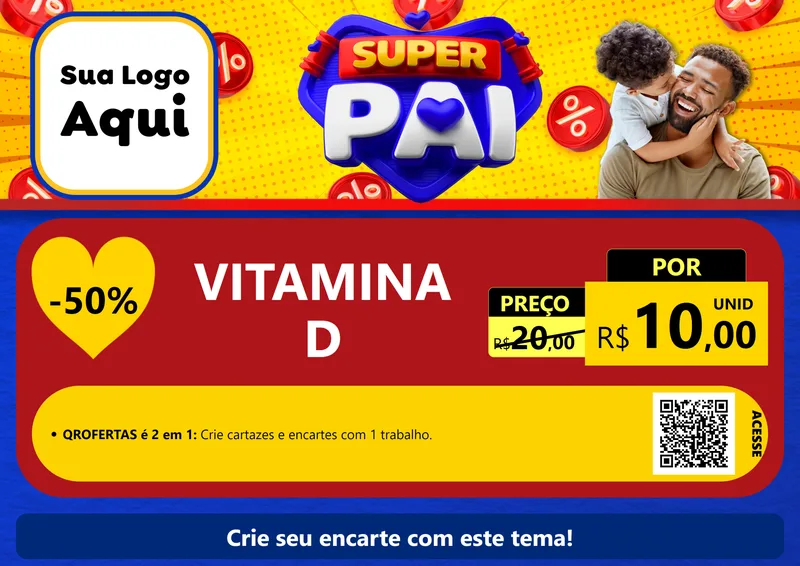 Modelo de Cartaz para Cartaz A4 Horizontal com o tema Super Pai para Farmácia