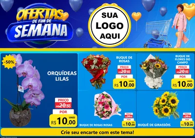 Modelo de Encarte para Encarte A4 Horizontal com o tema Ofertas de Fim de Semana para Floricultura e jardim