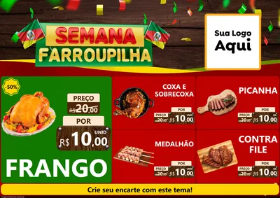 Modelo de Encarte para Encarte A4 Horizontal com o tema Semana Farroupilha para Assados