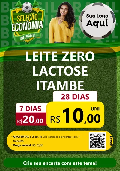 Modelo de Cartaz para Cartaz A4 Vertical com o tema Seleção de Economia - Copa para Frios e Laticínios