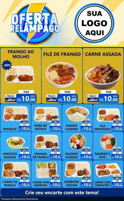 Modelo de Encarte para Encarte Grande com o tema Oferta Relâmpago para Restaurante