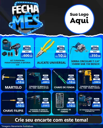 Modelo de Rede Social para Feed Instagram com o tema Fecha Mês para Maquinas e Ferramentas