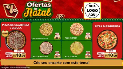 Modelo de TV para TV Horizontal com o tema Ofertas de Natal para Pizzaria