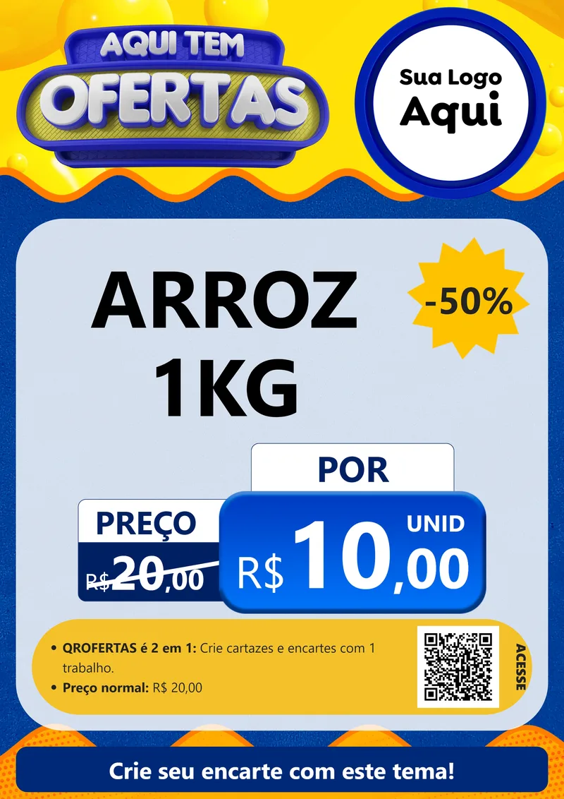 Modelo de Cartaz para Cartaz A4 Vertical com o tema Aqui Tem Ofertas para Supermercado
