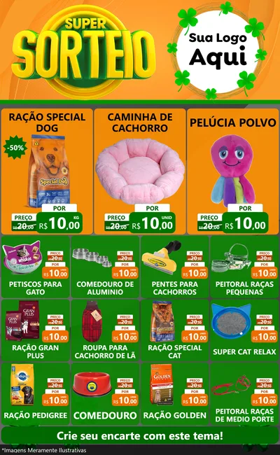 Modelo de Encarte para Encarte Grande com o tema Super Sorteio para Pet Shop