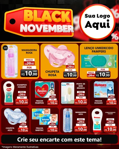 Modelo de Rede Social para Feed Instagram com o tema Black November para Bebês