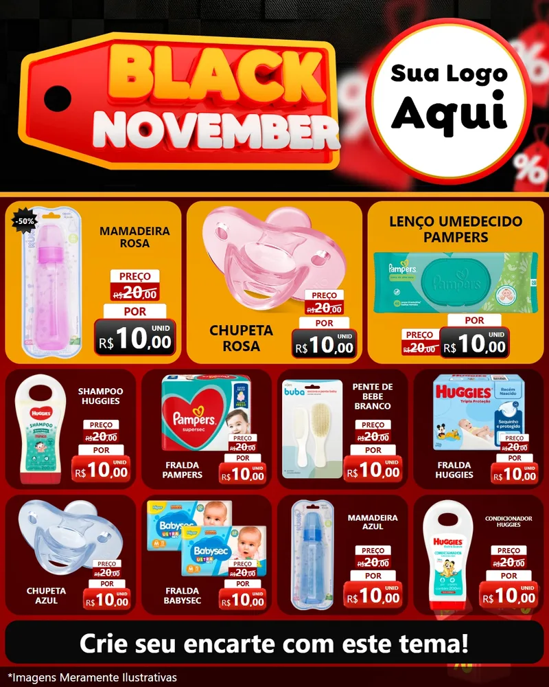 Modelo de Rede Social para Feed Instagram com o tema Black November para Bebês