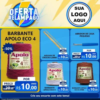 Modelo de Rede Social para Feed Facebook com o tema Oferta Relâmpago para Armarinho e Aviamentos