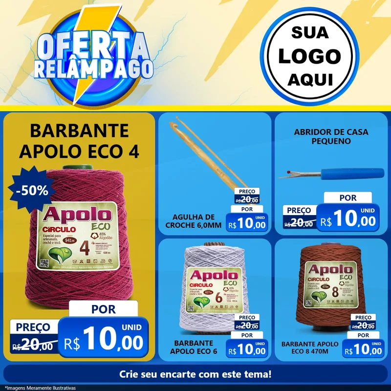 Modelo de Rede Social para Feed Facebook com o tema Oferta Relâmpago para Armarinho e Aviamentos