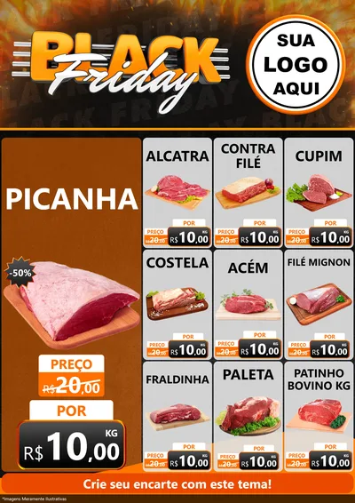 Modelo de Encarte para Encarte A4 Vertical com o tema Black Friday para Açougue