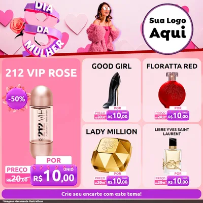 Modelo de Rede Social para Feed Facebook com o tema Dia da Mulher para Perfumes