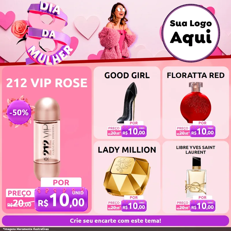 Modelo de Rede Social para Feed Facebook com o tema Dia da Mulher para Perfumes