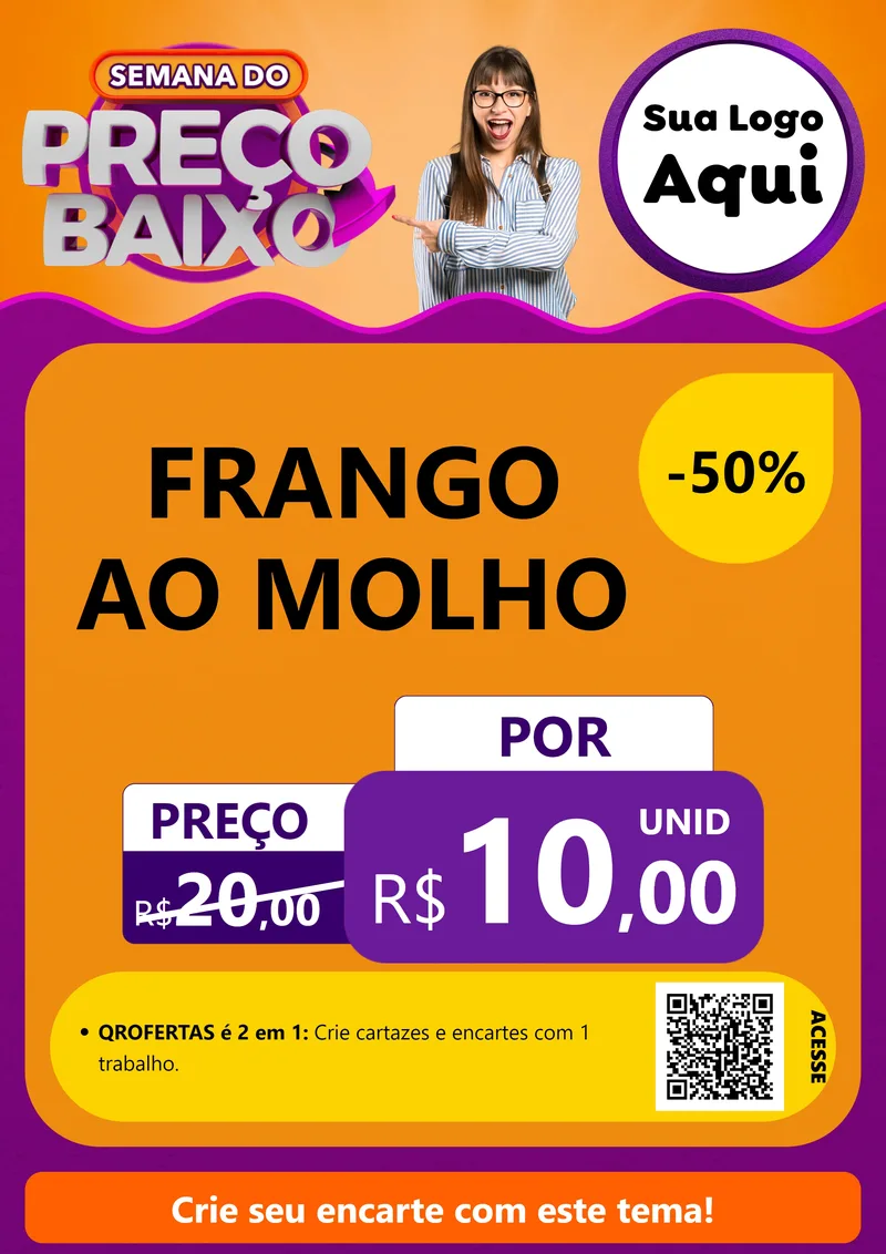 Modelo de Cartaz para Cartaz A4 Vertical com o tema Semana do Preço Baixo para Restaurante
