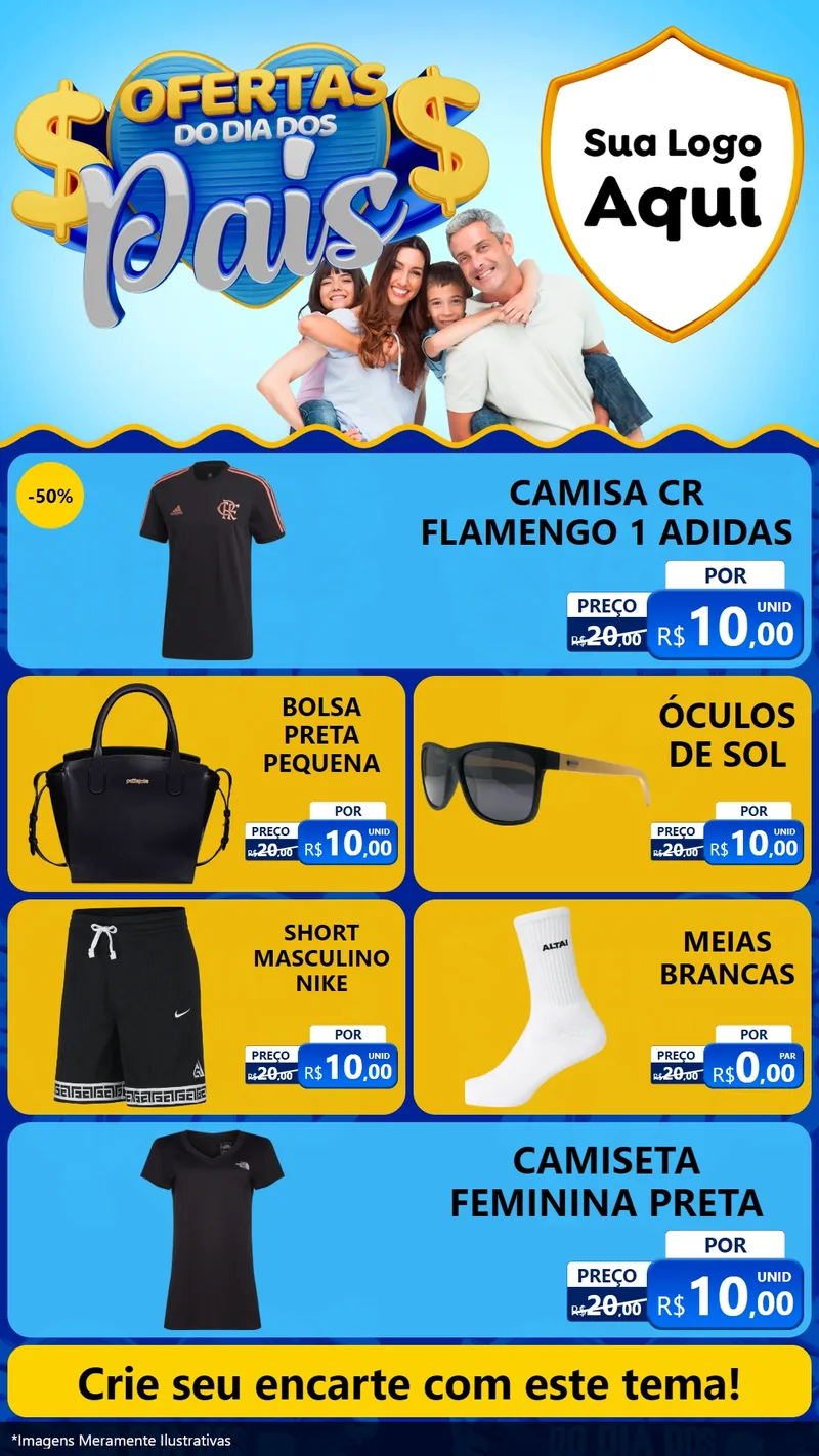 Modelo de TV para TV Vertical com o tema Ofertas do Dia dos Pais para Roupas e acessórios
