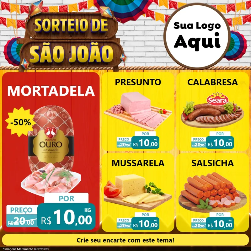Modelo de Rede Social para Feed Facebook com o tema Sorteio de São João para Frios e Laticínios