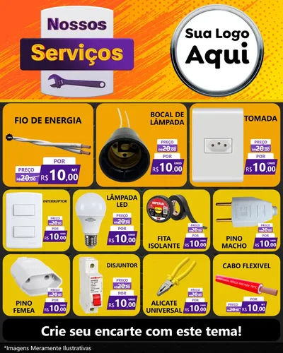 Modelo de Rede Social para Feed Instagram com o tema Nossos Serviços para Materiais Elétricos