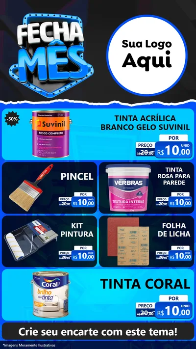 Modelo de TV para TV Vertical com o tema Fecha Mês para Tintas e Ferramentas