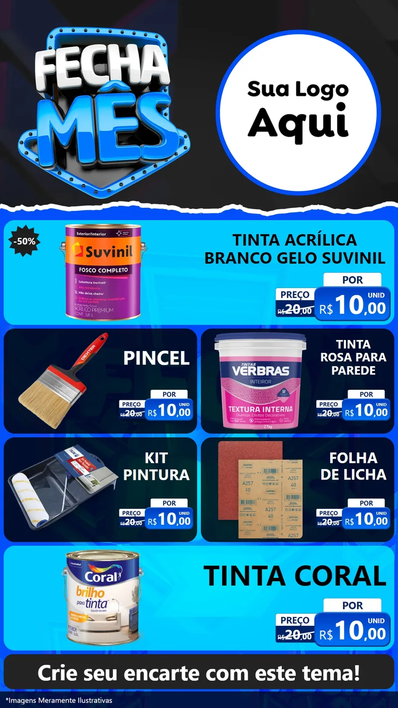 Modelo de TV para TV Vertical com o tema Fecha Mês para Tintas e Ferramentas