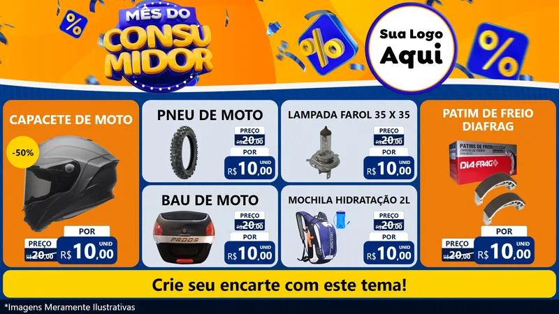 Modelo de TV para TV Horizontal com o tema Mês do Consumidor para Moto peças