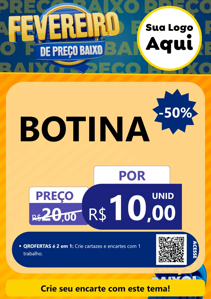 Modelo de Cartaz para Cartaz A4 Vertical com o tema Fevereiro de Preço Baixo para Agropecuária