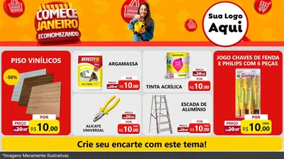 Modelo de TV para TV Horizontal com o tema Comece Janeiro Economizando para Material para Construção
